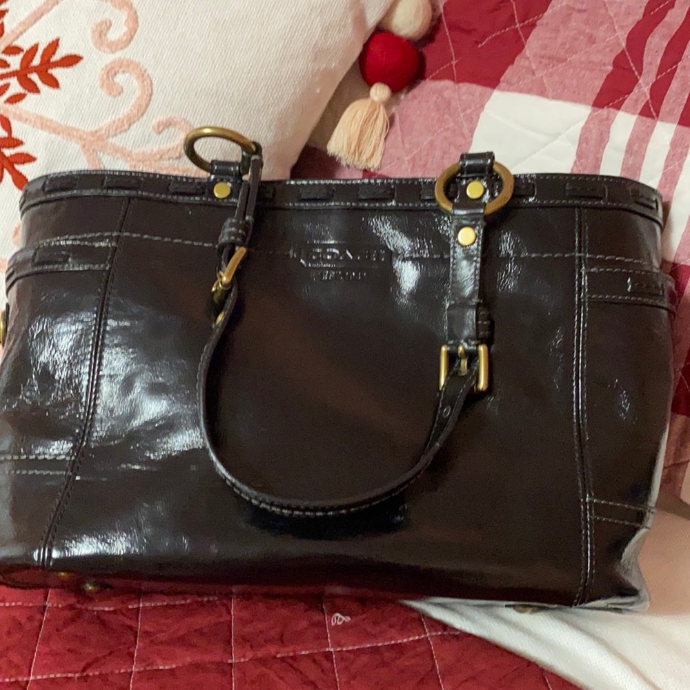Vintage Coach Black Patent Handbag
